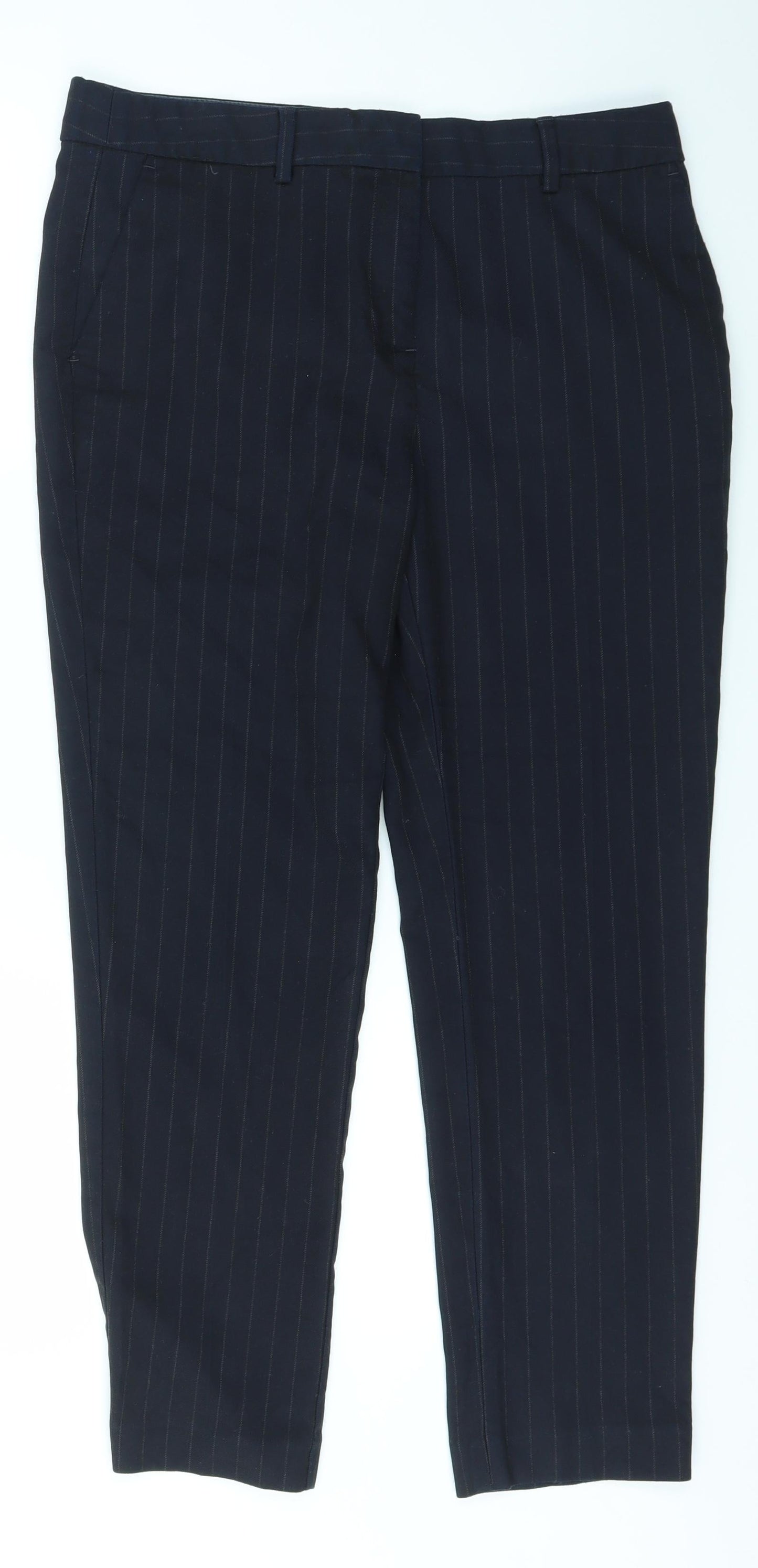 Next Tailoring Womens Black Striped  Trousers  Size 12 L25.5 in