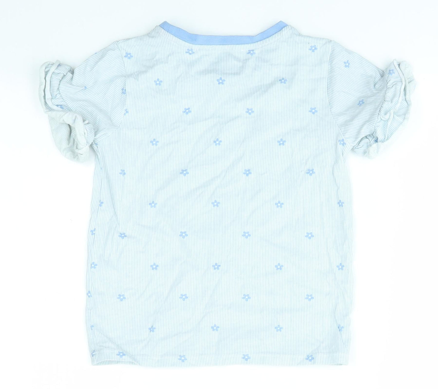 TU Girls Blue Striped  Basic T-Shirt Size 7-8 Years  - Flower