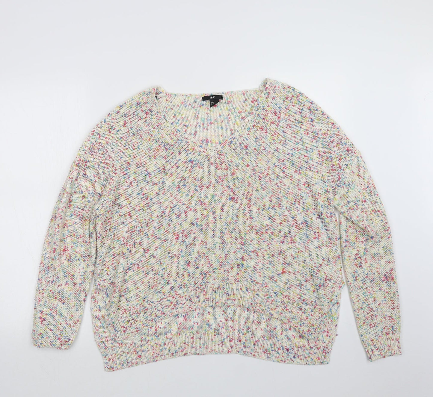 H&M Womens White  Knit Pullover Jumper Size S