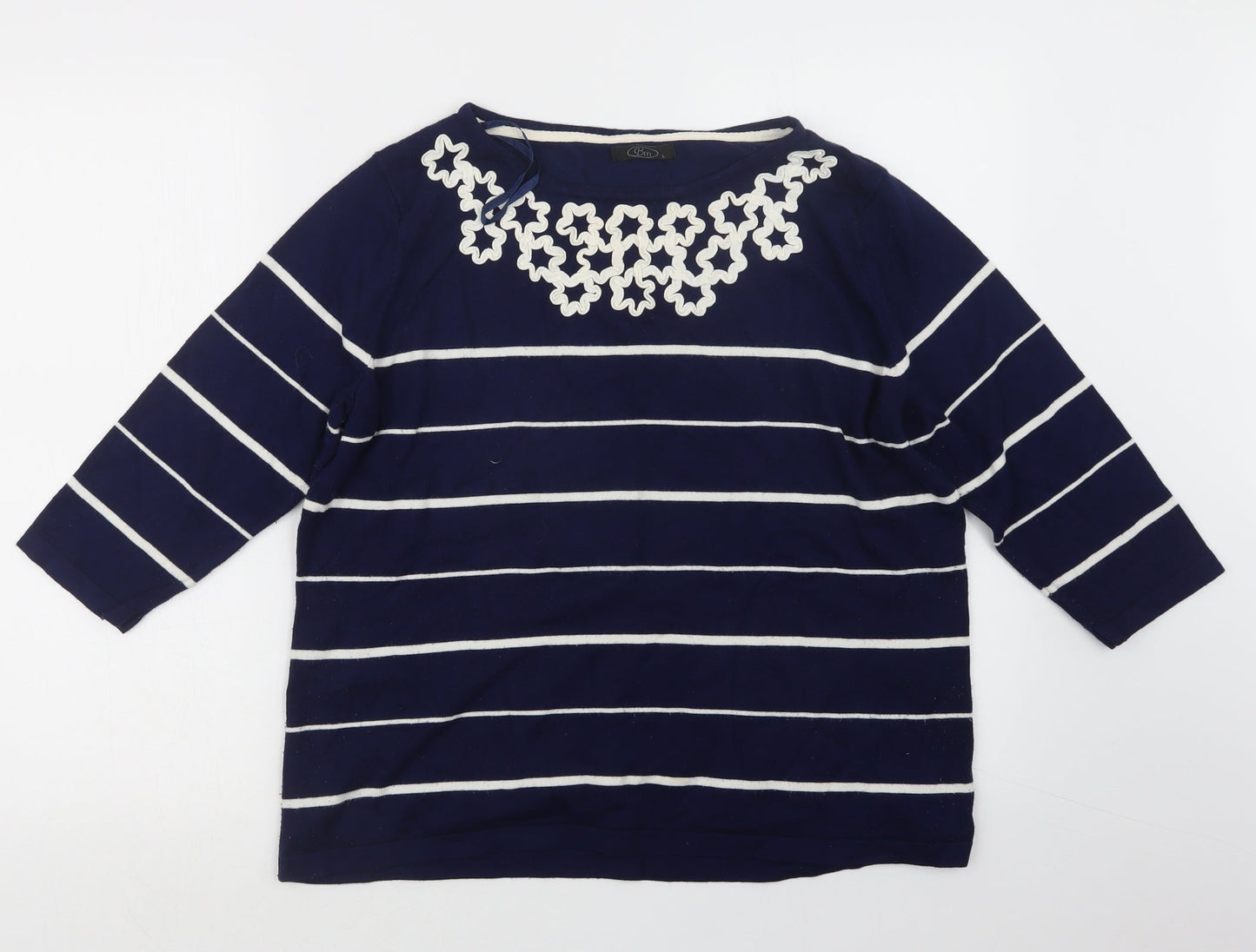 BM Womens Blue Striped  Pullover Jumper Size L