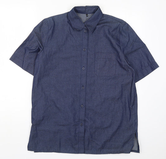 Preworn Womens Blue  Denim Basic Button-Up Size 12