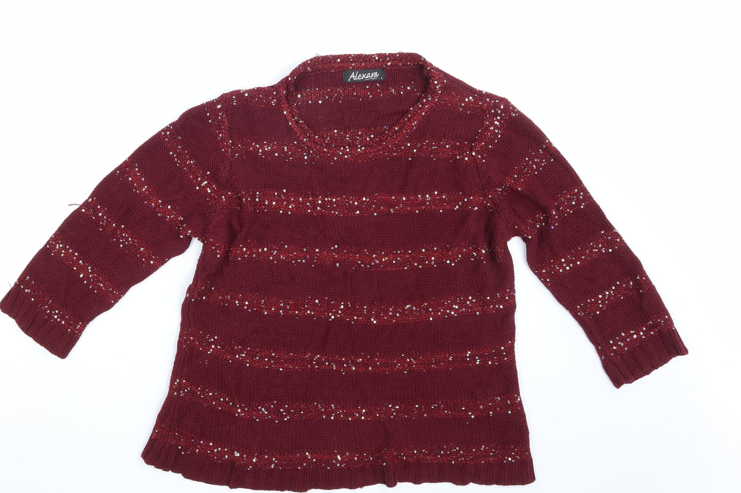 Alexara  Womens Purple Striped  Pullover Jumper Size L