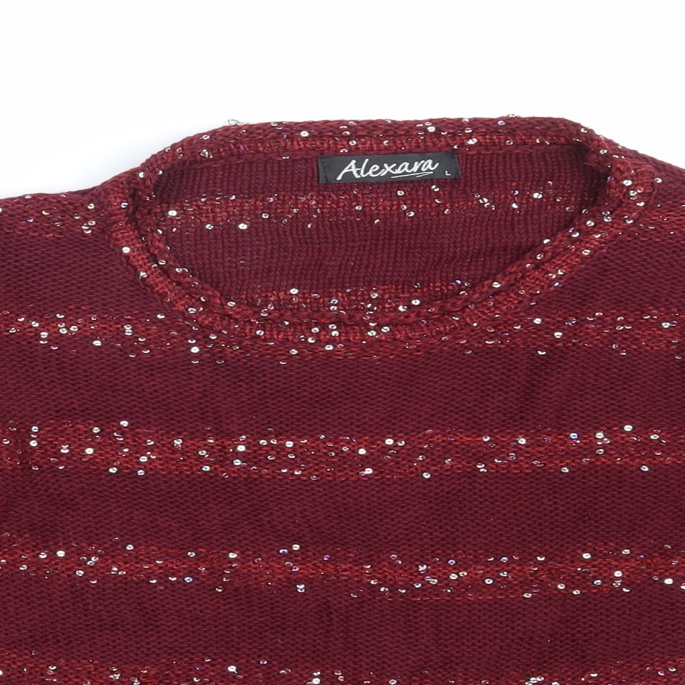 Alexara  Womens Purple Striped  Pullover Jumper Size L