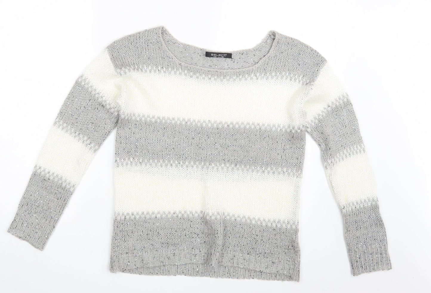 Select Womens Grey Striped  Pullover Jumper Size 10