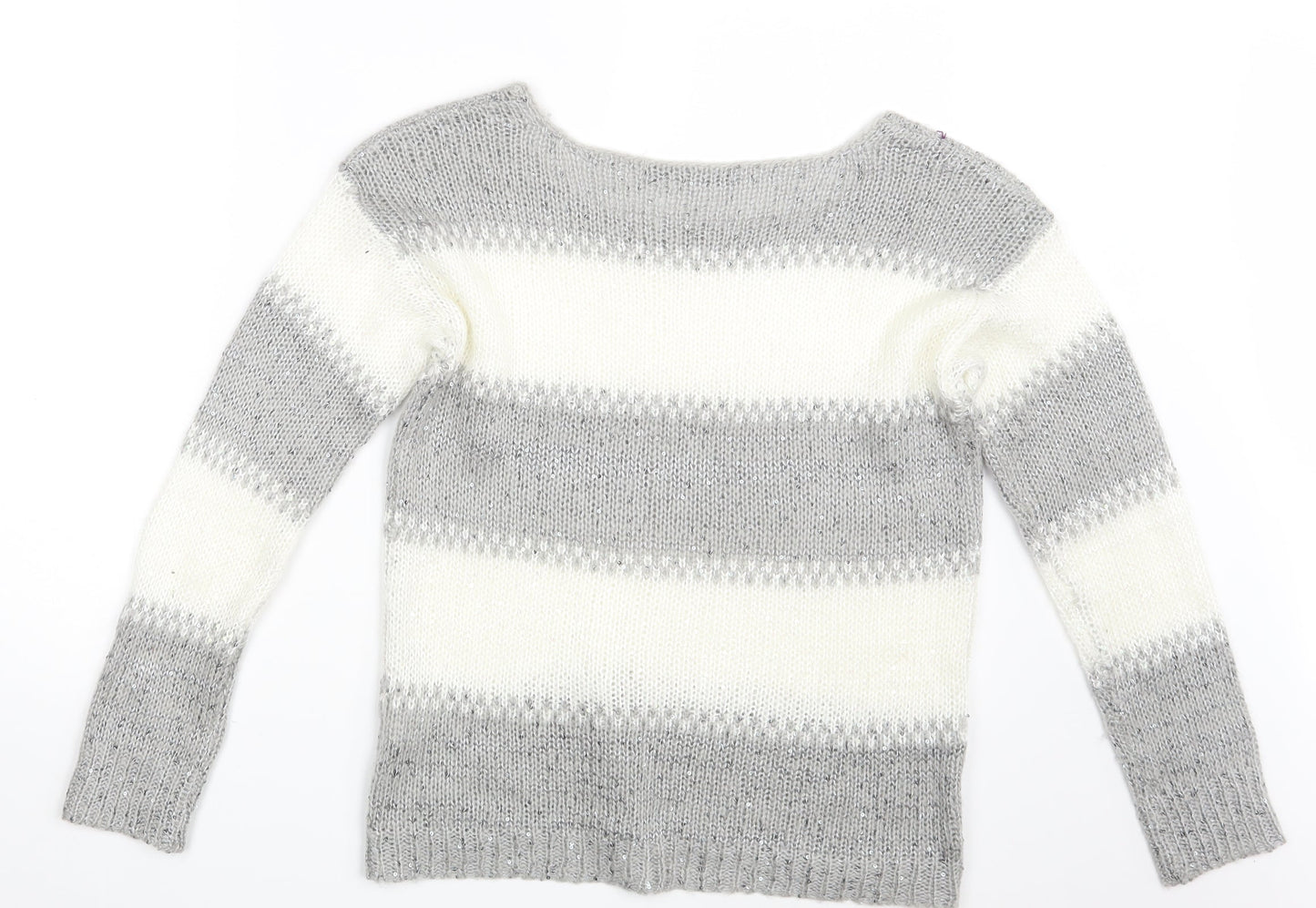 Select Womens Grey Striped  Pullover Jumper Size 10