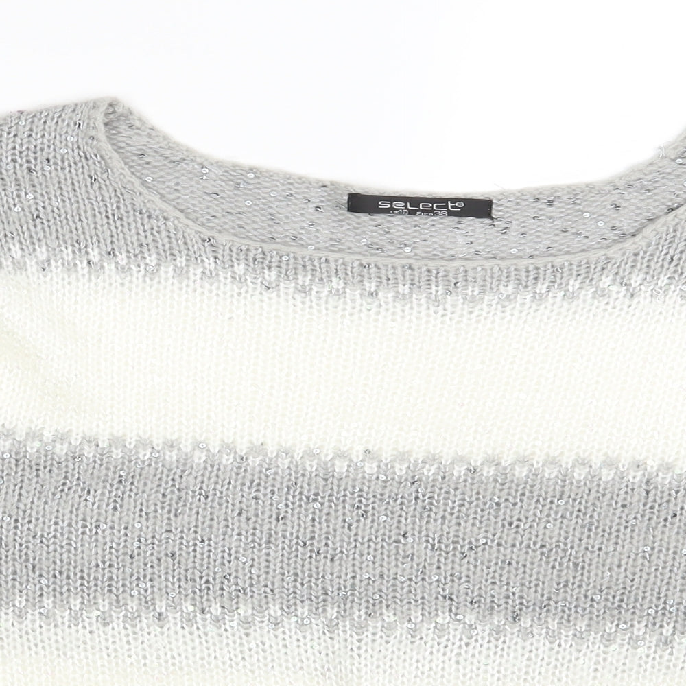 Select Womens Grey Striped  Pullover Jumper Size 10