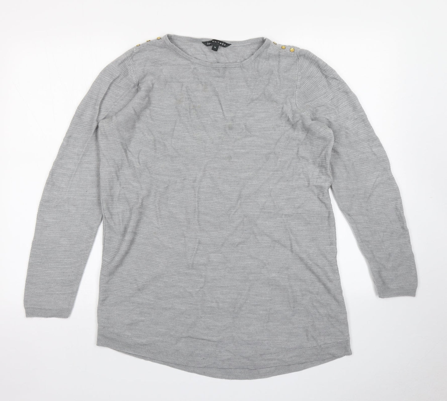 Bonmarché Womens Grey  Knit Pullover Jumper Size 16