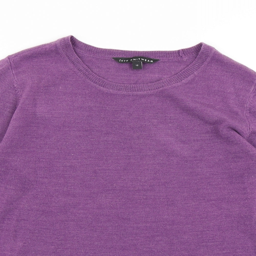 M&Co Womens Purple  Knit Pullover Jumper Size 12