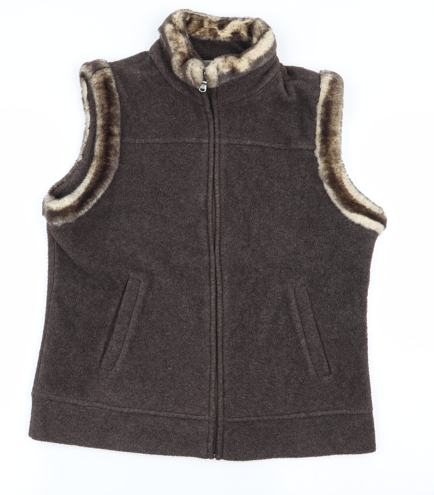M&S Womens Brown   Full Zip Jumper Size 12