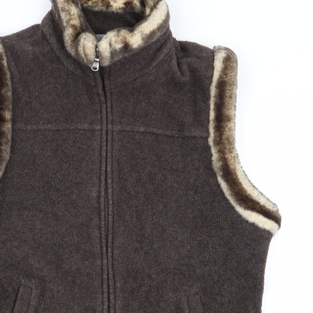 M&S Womens Brown   Full Zip Jumper Size 12
