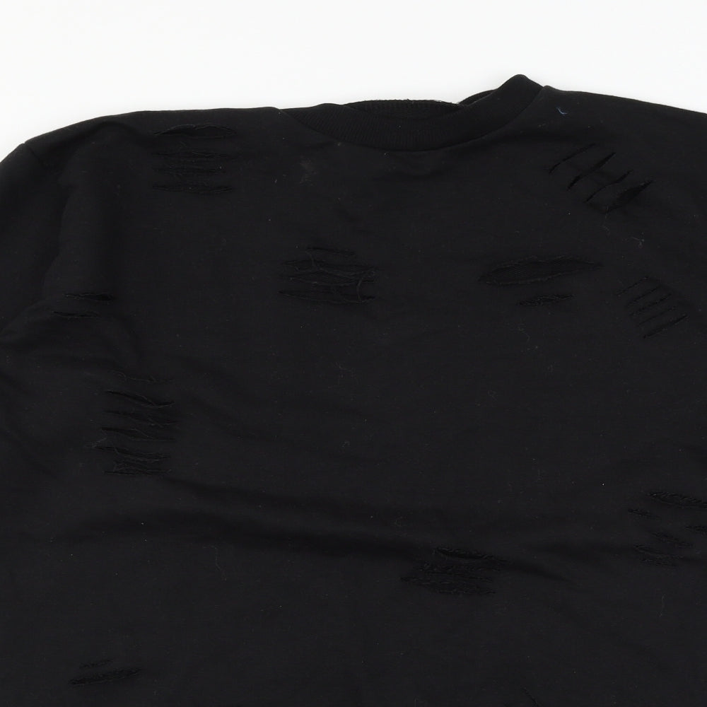 Parisian Womens Black  Jersey Pullover Sweatshirt Size 8  - Distressed