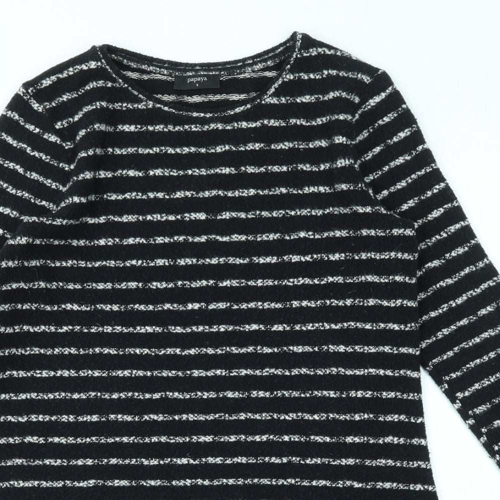 Papaya Womens Black Striped  Fit & Flare  Size S