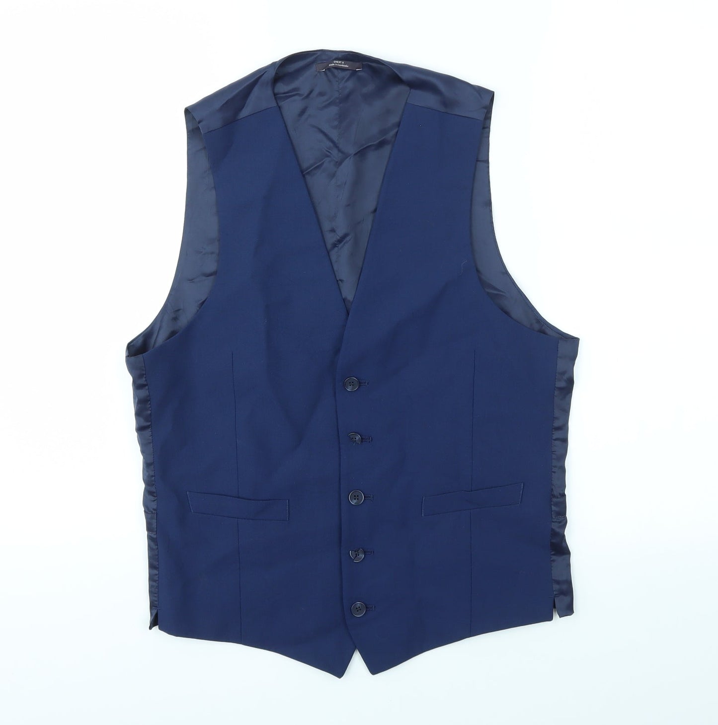M&S Mens Blue   Jacket Suit Waistcoat Size S