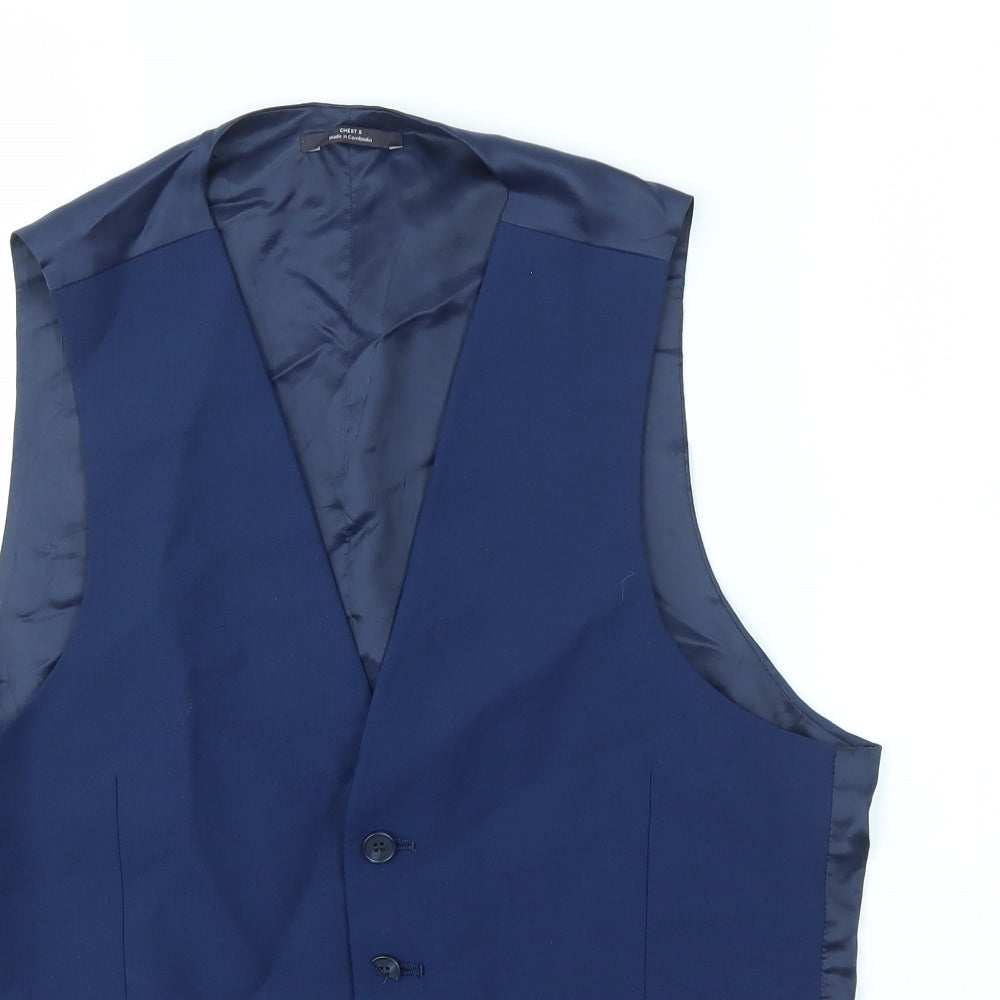 M&S Mens Blue   Jacket Suit Waistcoat Size S