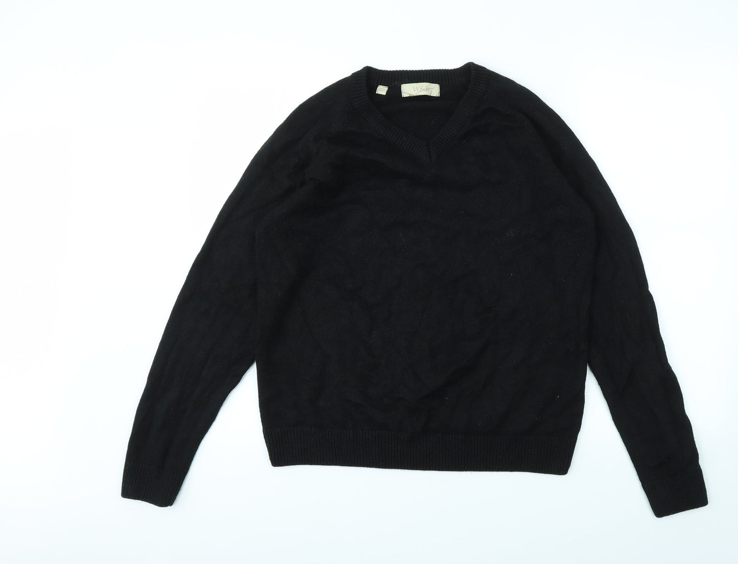 W&B Mens Black   Pullover Sweatshirt Size M