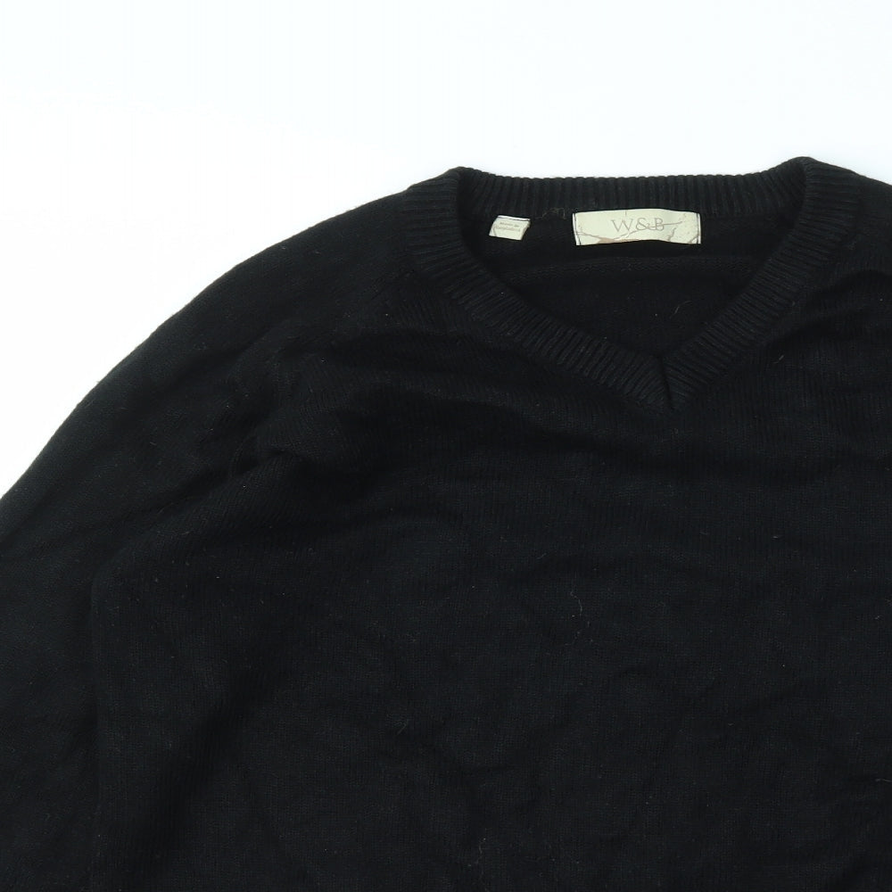 W&B Mens Black   Pullover Sweatshirt Size M