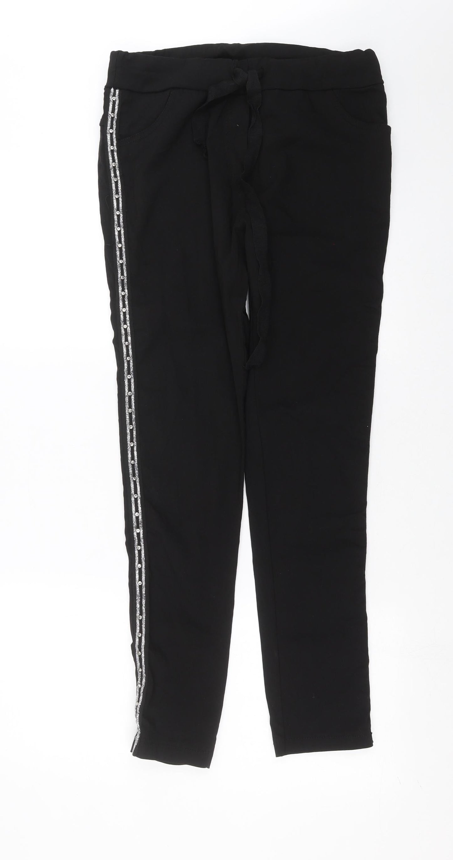 Preworn Womens Black   Trousers  Size 32 in L29 in - beaded detail