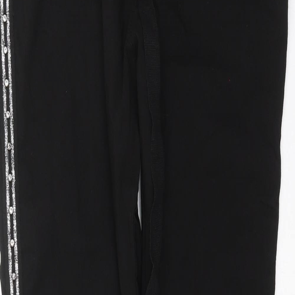 Preworn Womens Black   Trousers  Size 32 in L29 in - beaded detail