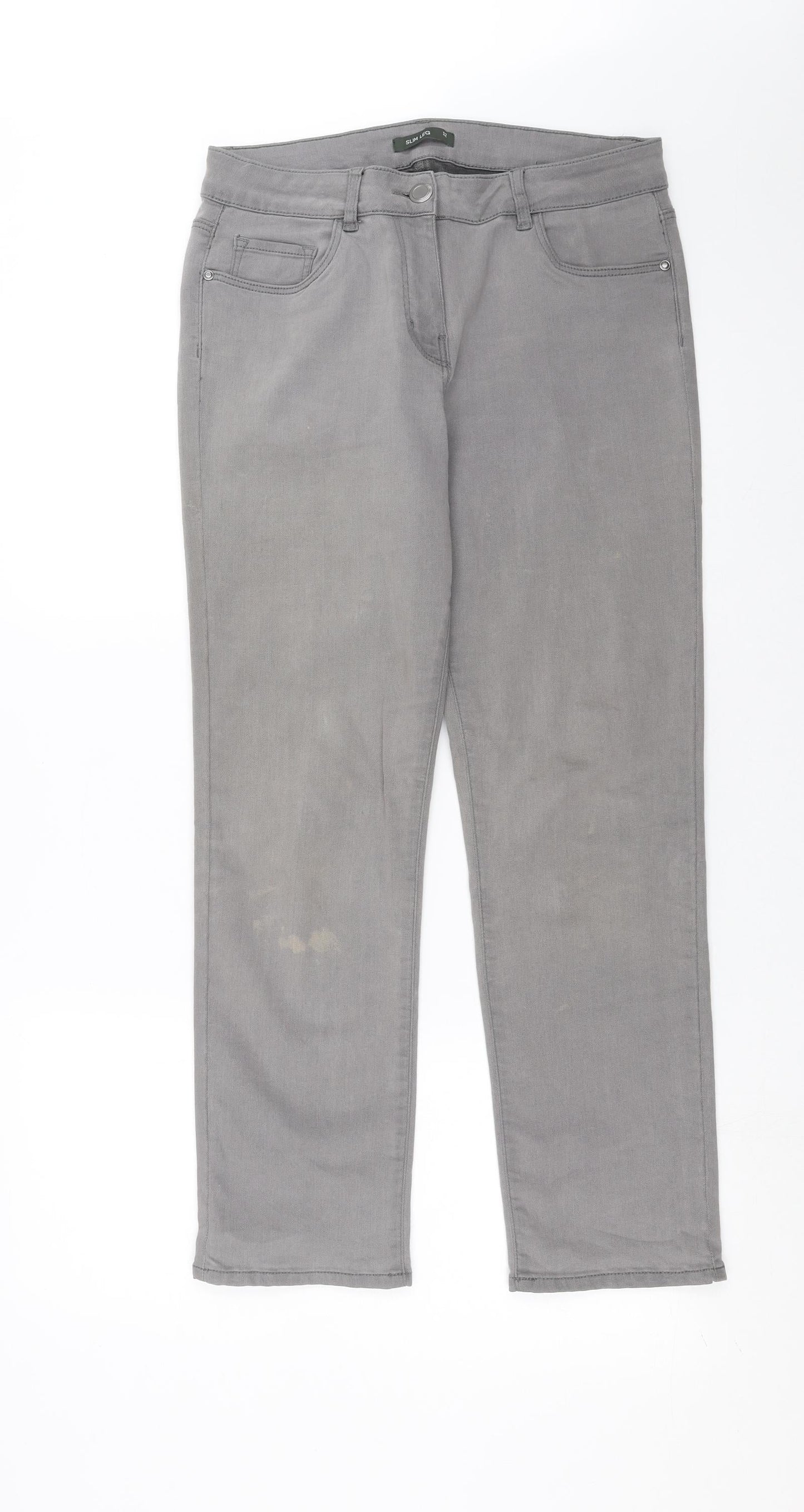 Preworn Womens Grey  Denim Straight Jeans Size 12 L27 in