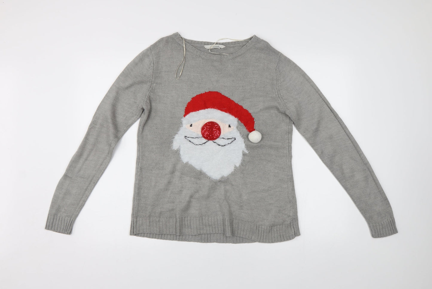 Peacocks Womens Grey  Knit Pullover Jumper Size M  - Christmas Santa