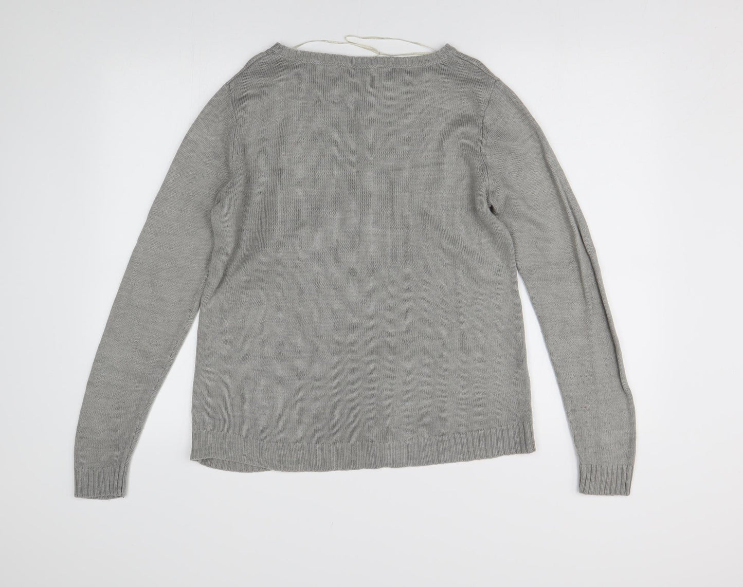 Peacocks Womens Grey  Knit Pullover Jumper Size M  - Christmas Santa