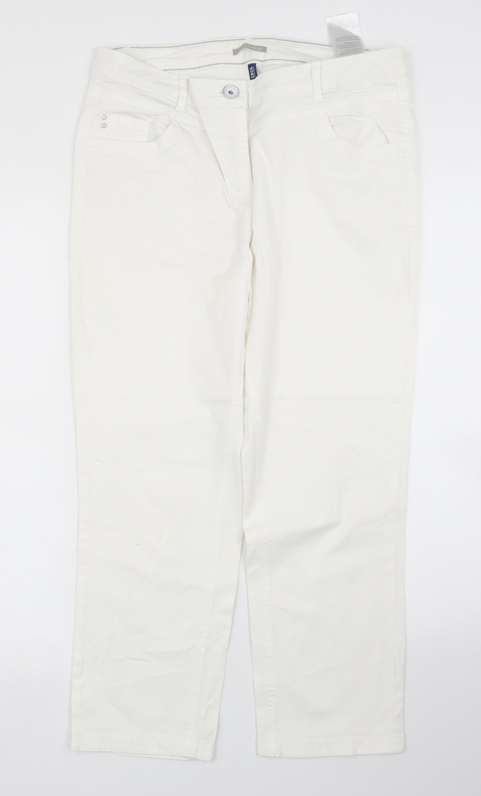 Cecil Womens White   Pedal Pusher Trousers Size 30 in L23 in