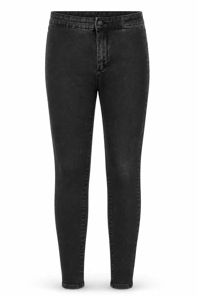 Front view of Denim & Co. women’s black skinny jeans, size UK 12, 29-inch leg