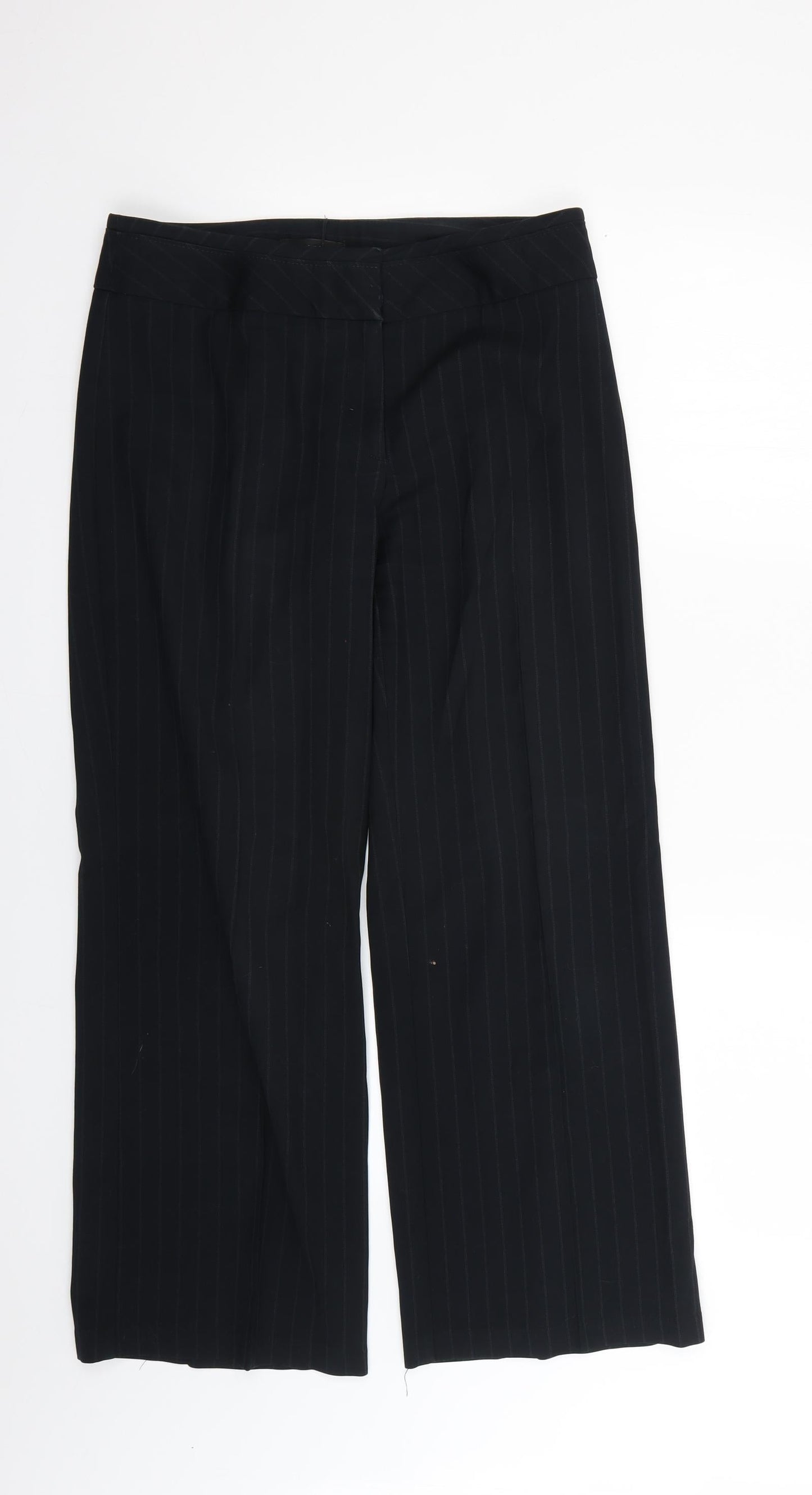 Marks and Spencer Womens Black Striped  Trousers  Size 10 L25 in