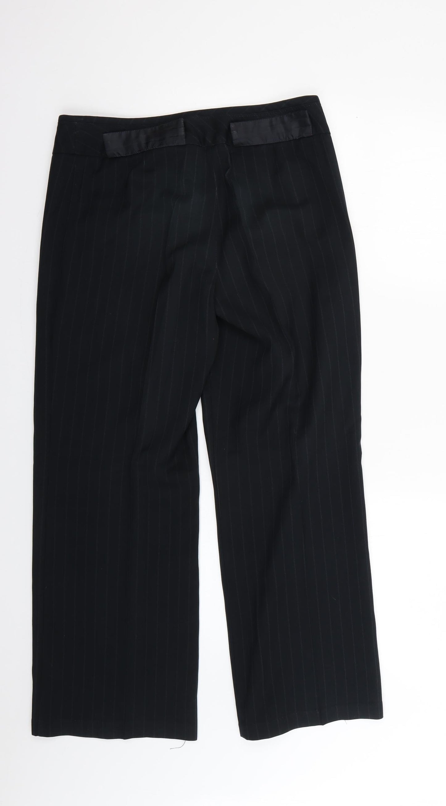 Marks and Spencer Womens Black Striped  Trousers  Size 10 L25 in
