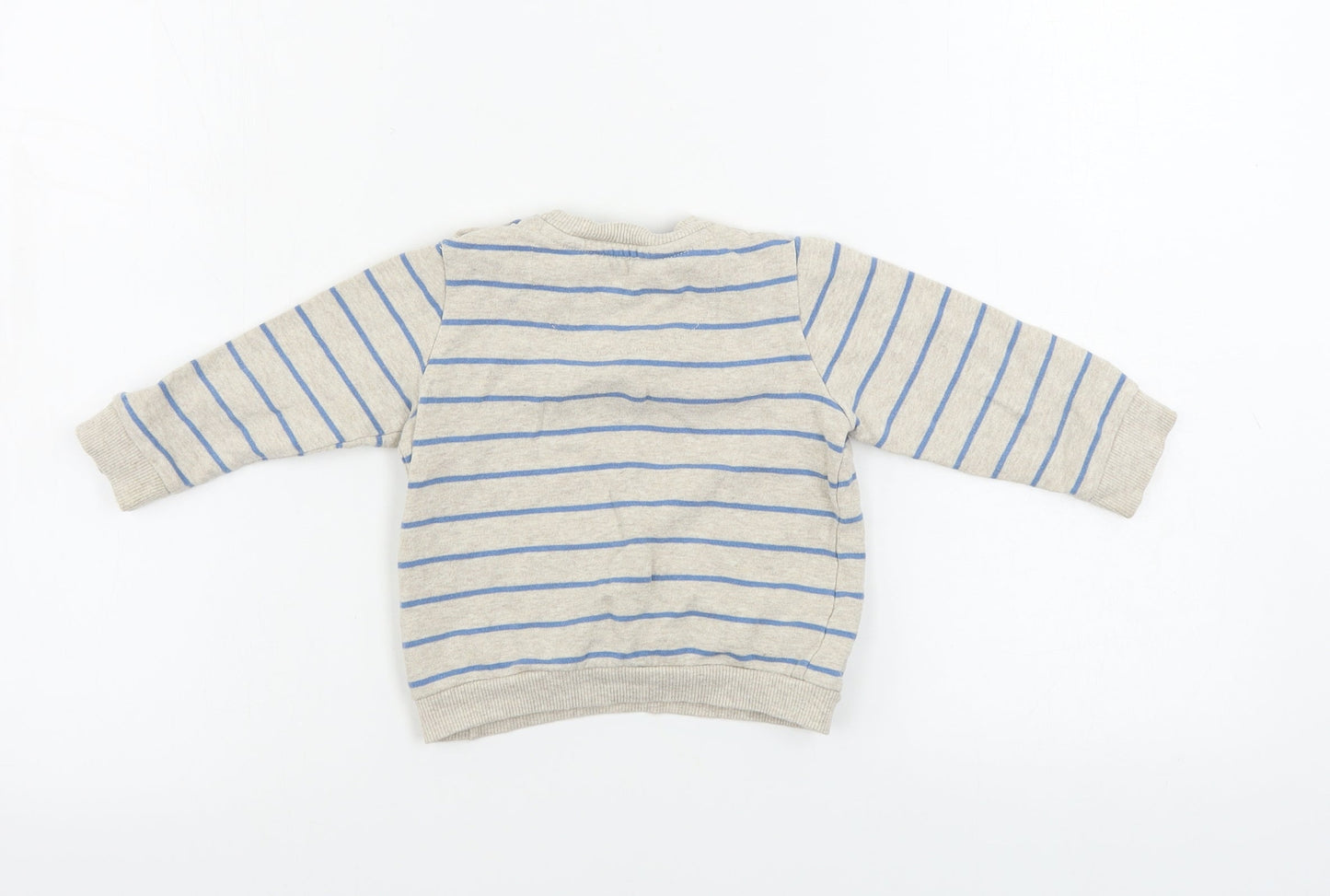 F&F  Boys Beige Striped  Pullover Jumper Size 9-12 Months