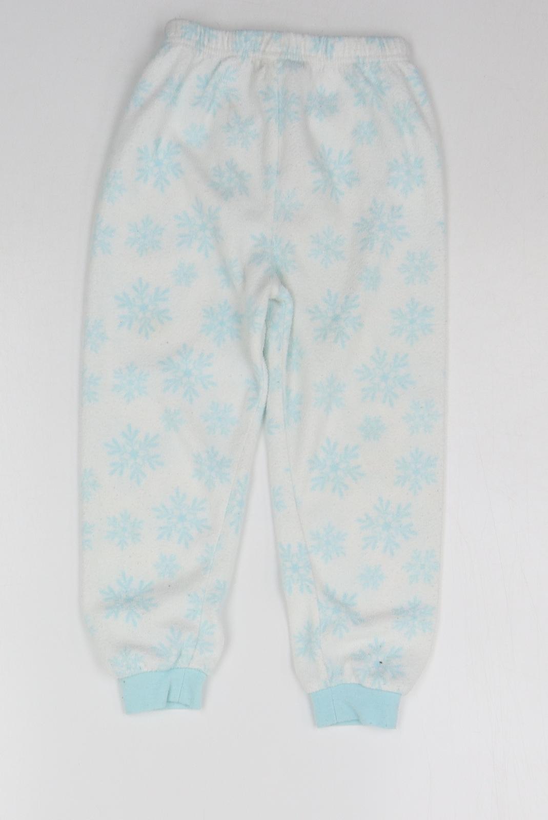 Primark Girls White Geometric  Top Pyjama Pants Size 4-5 Years  - STARS