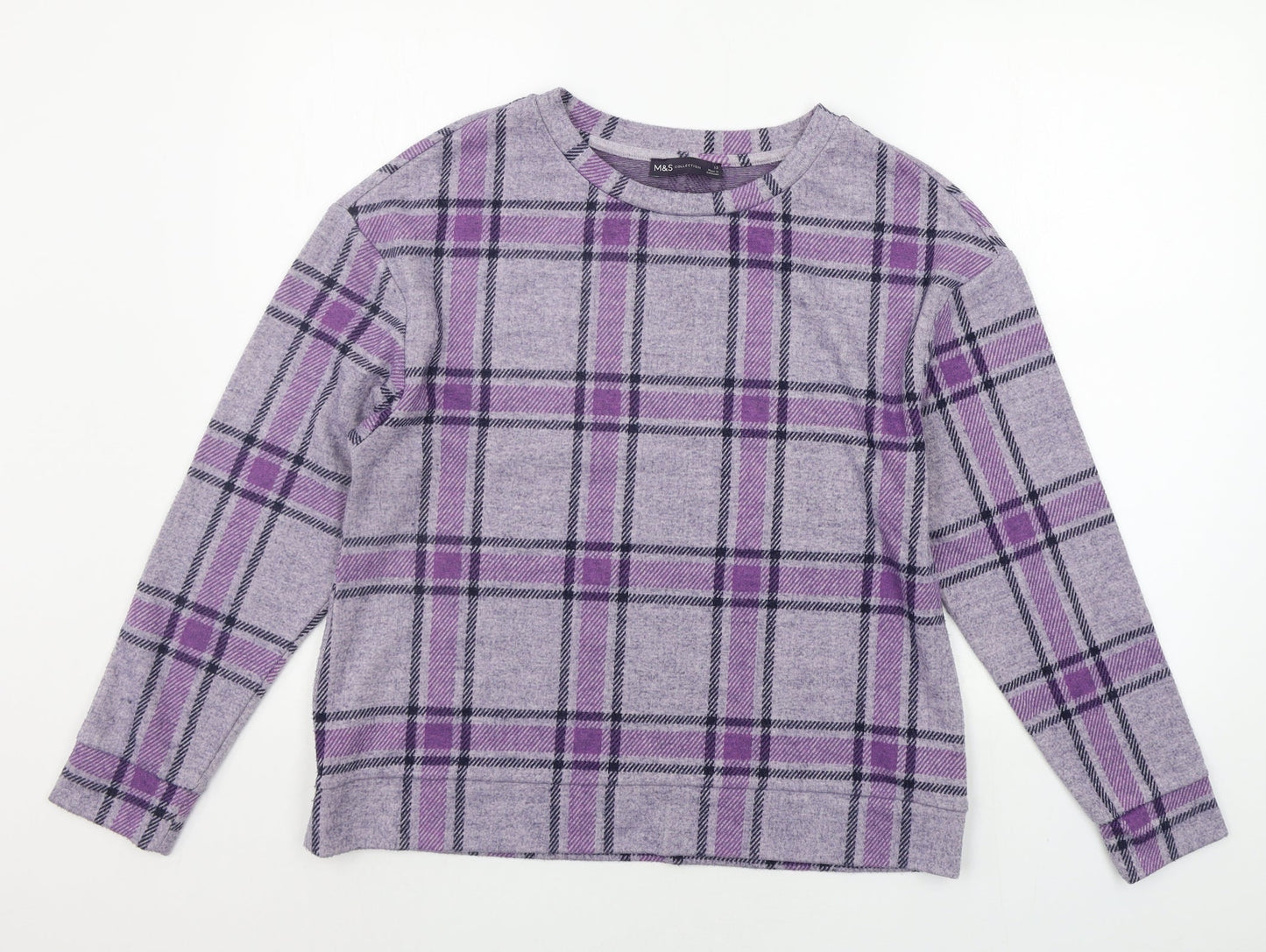Marks and Spencer Womens Purple Check  Pullover Jumper Size 12