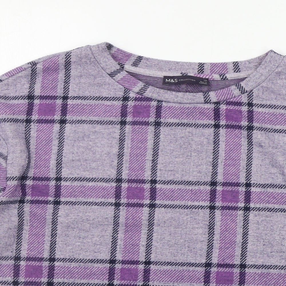 Marks and Spencer Womens Purple Check  Pullover Jumper Size 12