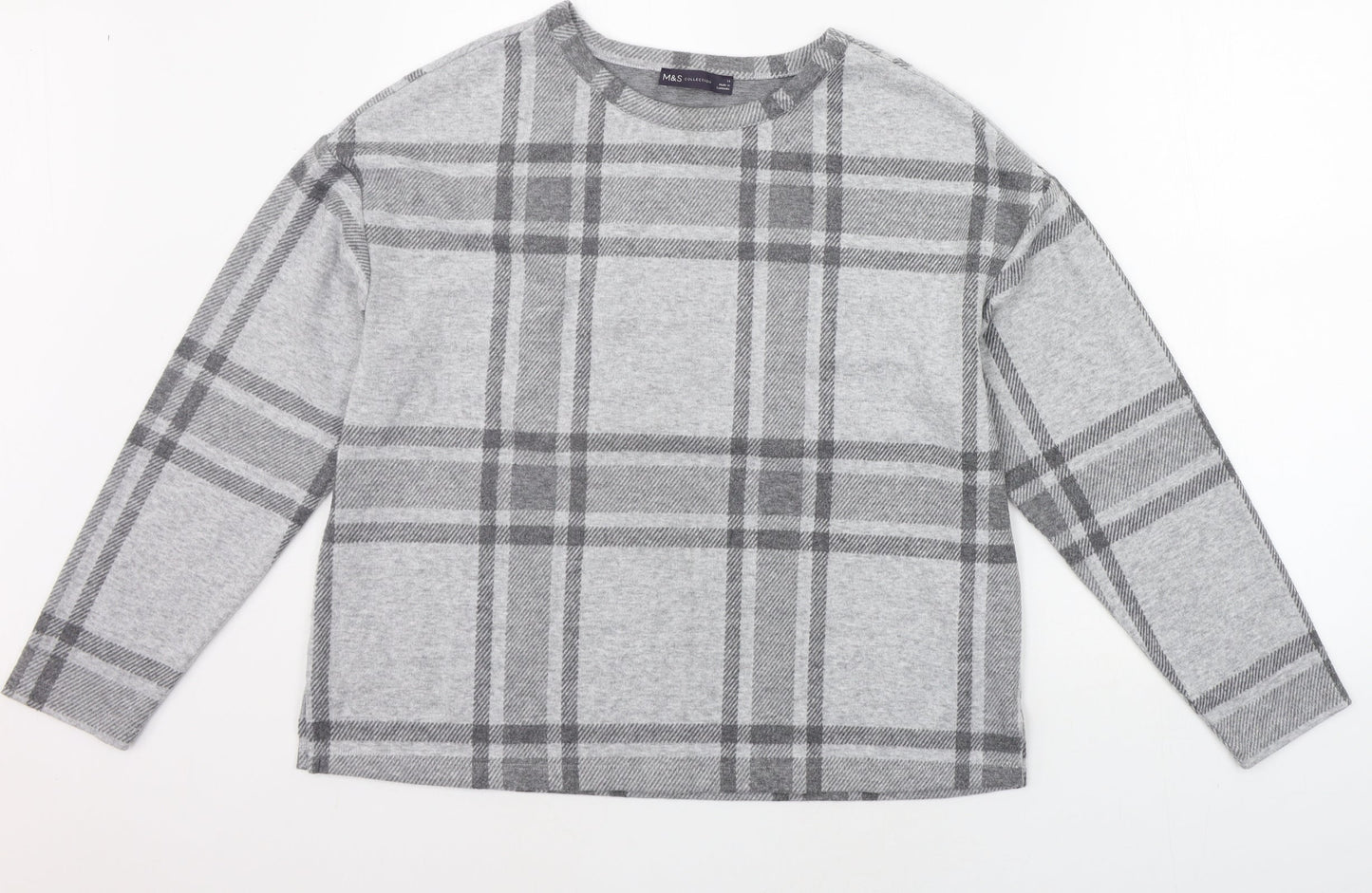 Marks and Spencer Womens Grey Check  Pullover Jumper Size 14
