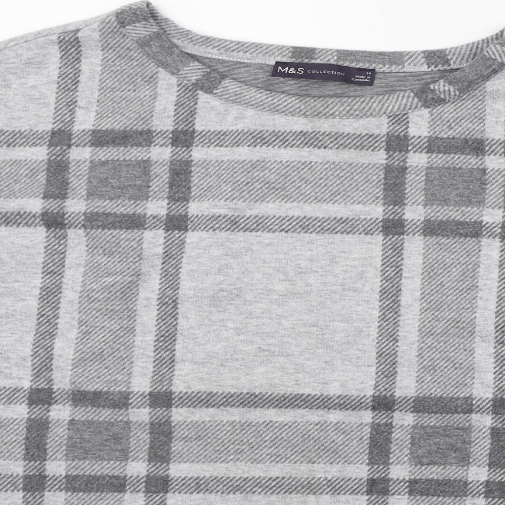 Marks and Spencer Womens Grey Check  Pullover Jumper Size 14