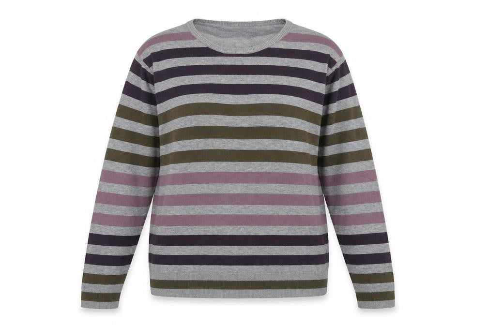 Marks and Spencer Womens Grey Striped  Pullover Jumper Size L
