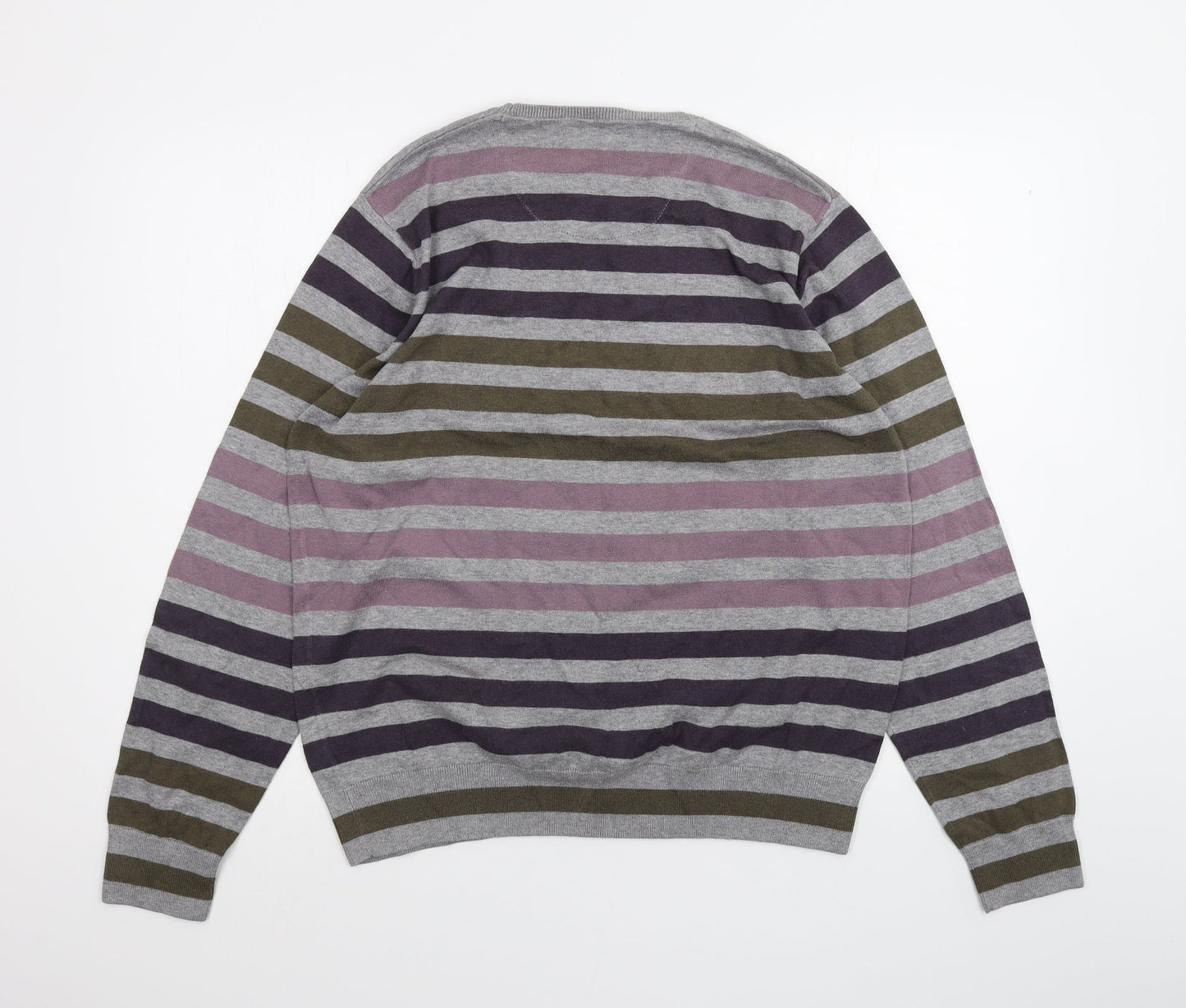 Marks and Spencer Womens Grey Striped  Pullover Jumper Size L