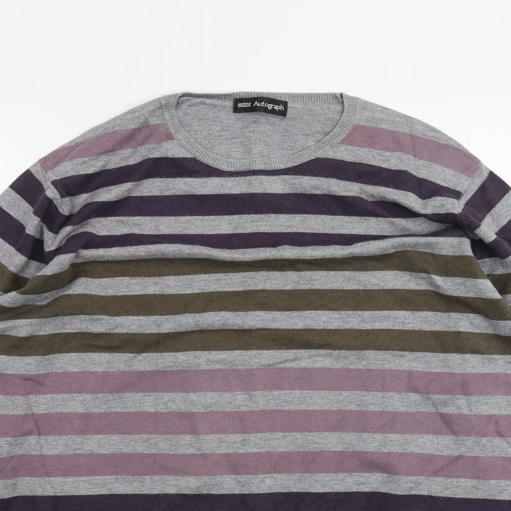 Marks and Spencer Womens Grey Striped  Pullover Jumper Size L