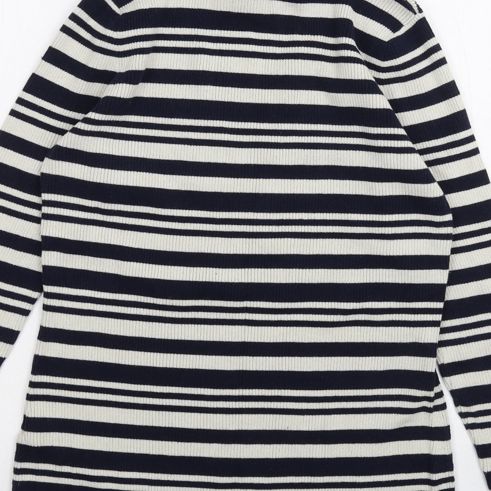 Warehouse Womens White Striped  Basic T-Shirt Size 12