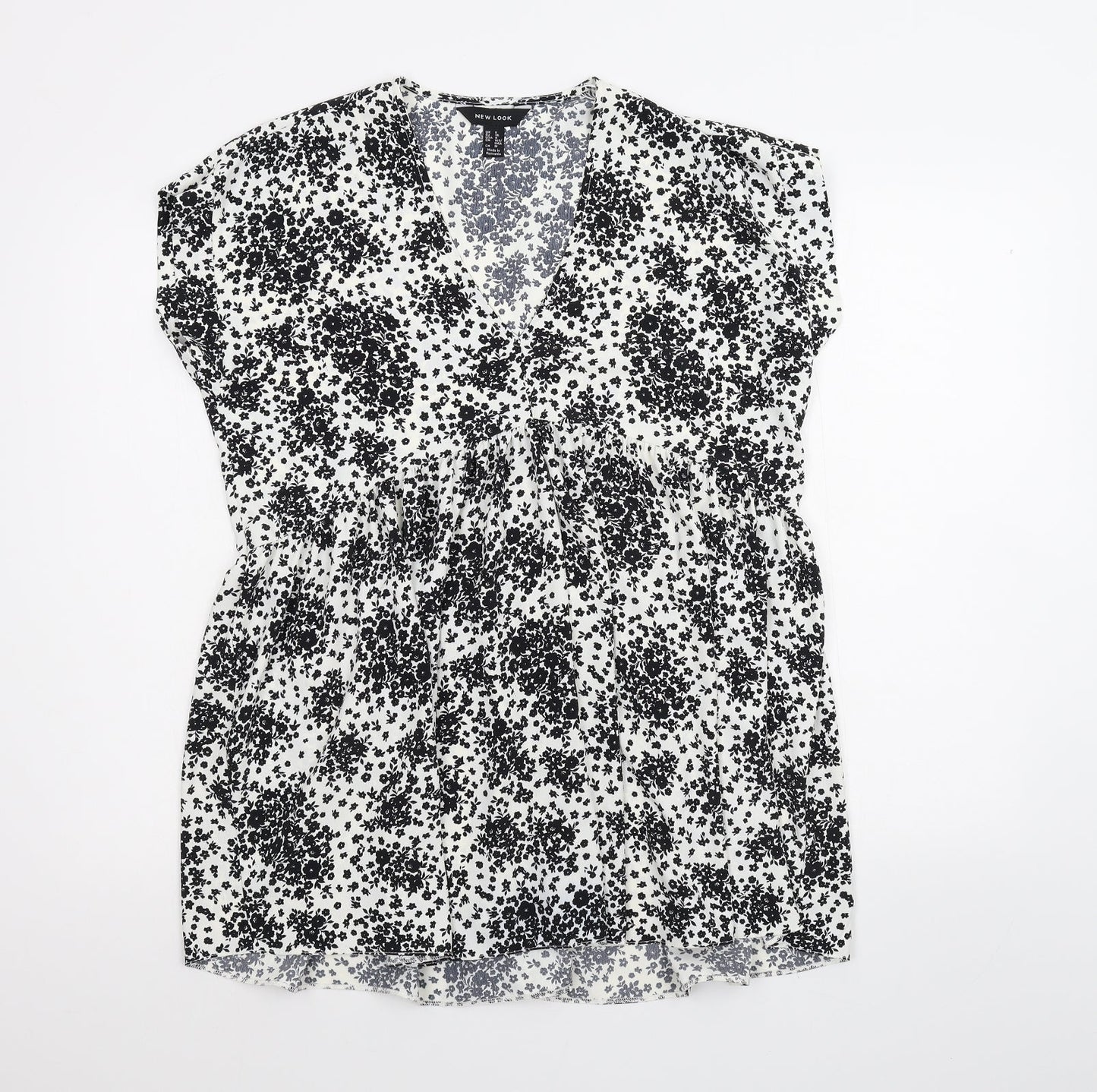 New Look Womens White Floral  Basic Blouse Size 8