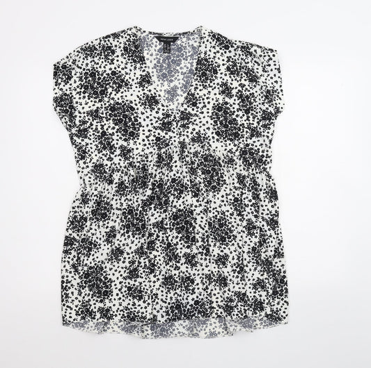 New Look Womens White Floral  Basic Blouse Size 8
