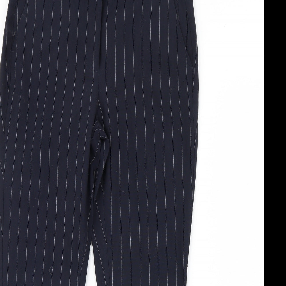M&S Womens Blue Striped  Trousers  Size 10 L28 in