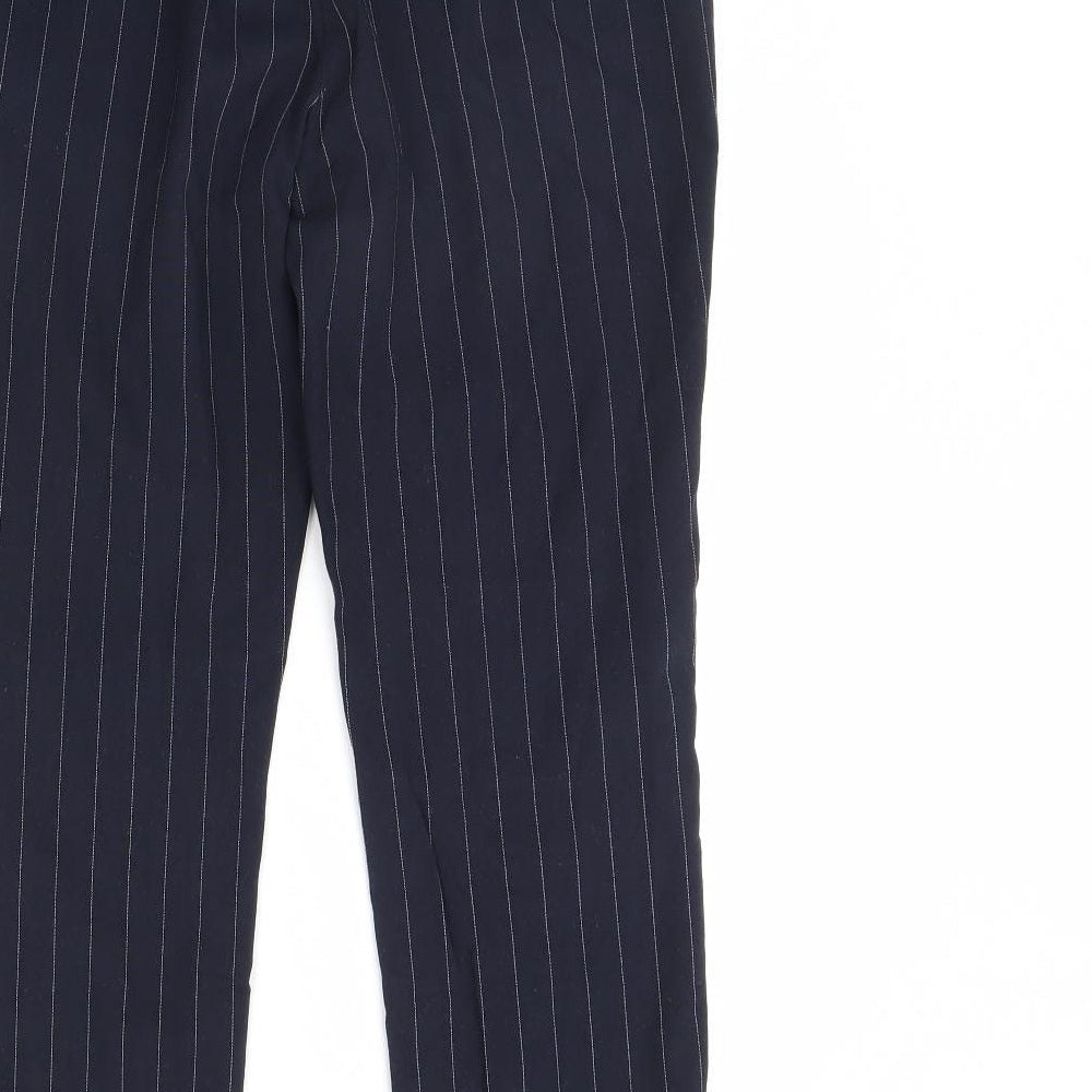 M&S Womens Blue Striped  Trousers  Size 10 L28 in