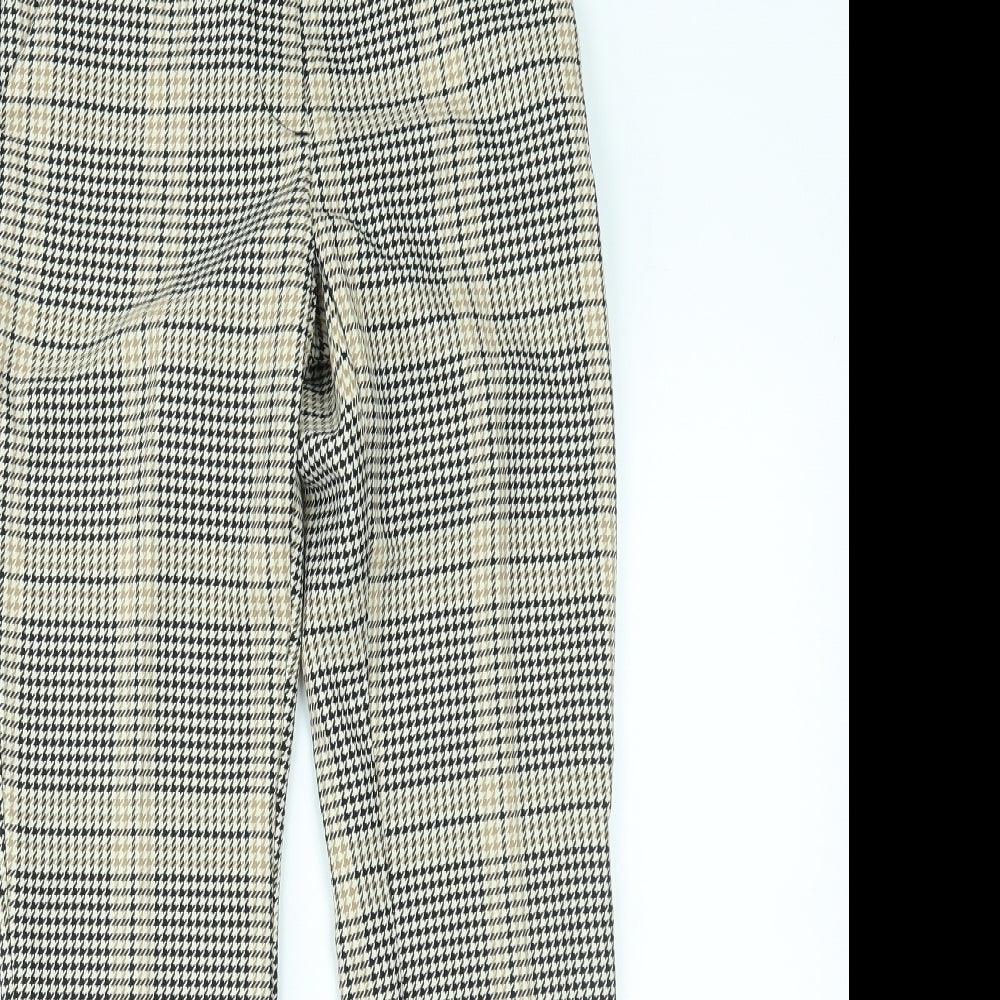 H&M Womens Yellow Houndstooth  Trousers  Size 6 L26 in