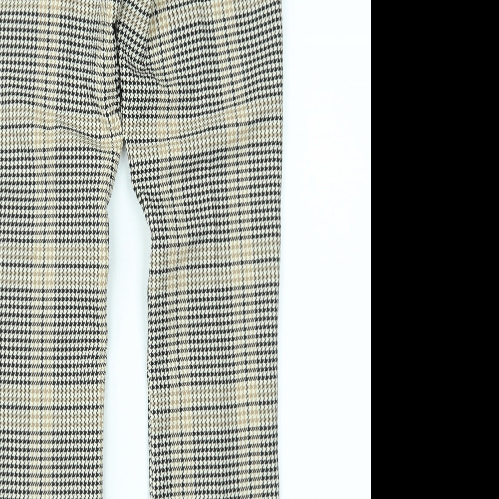 H&M Womens Yellow Houndstooth  Trousers  Size 6 L26 in