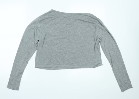 PRETTYLITTLETHING Womens Grey   Cropped T-Shirt Size M