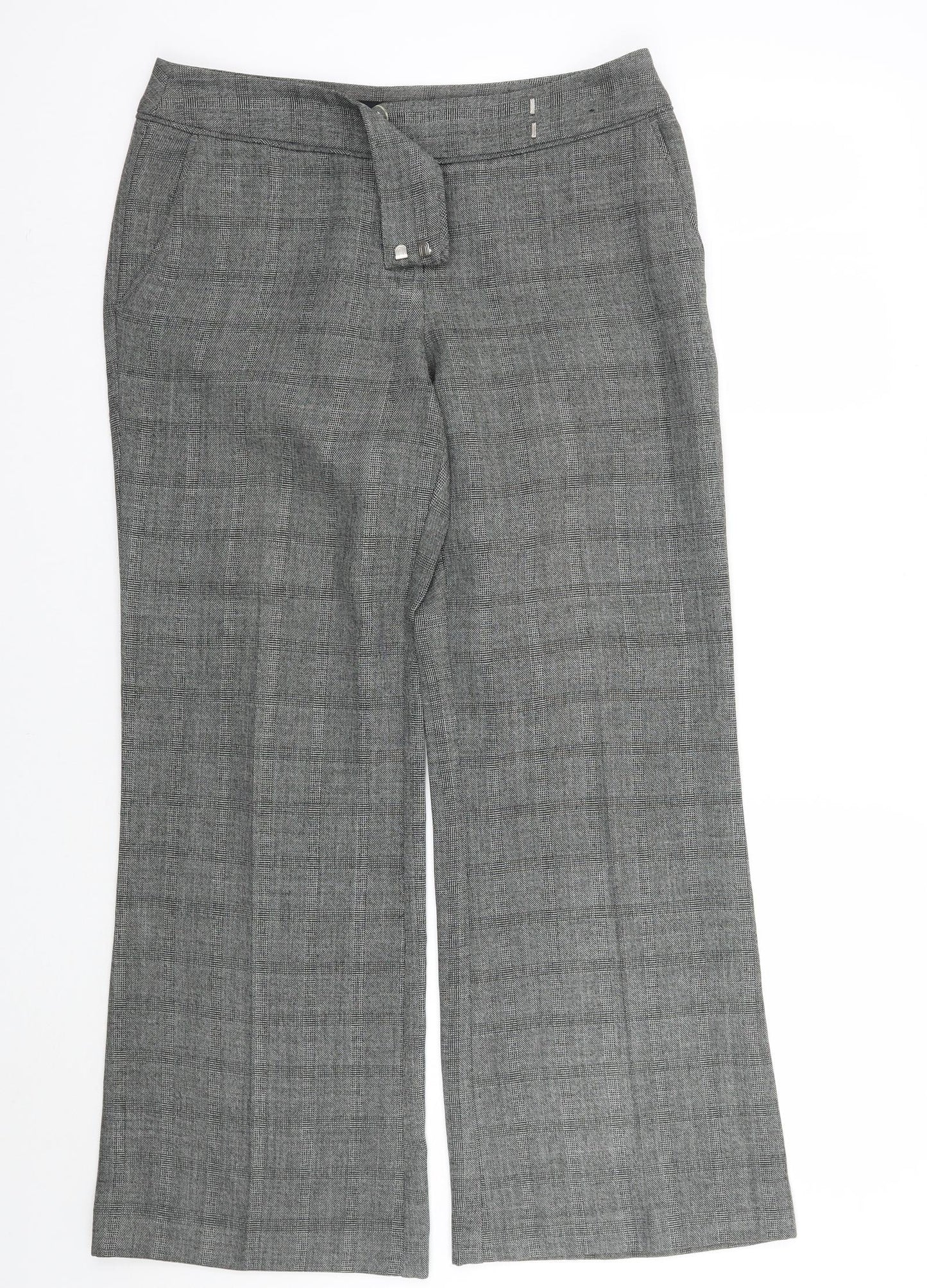 Evie Womens Grey Check  Trousers  Size 10 L29 in