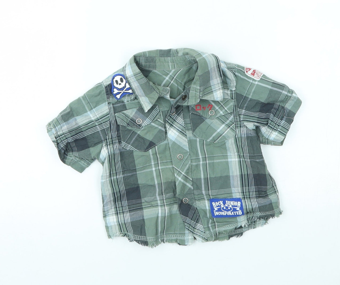 M&S Baby Green Plaid   Button-Up Size 9-12 Months