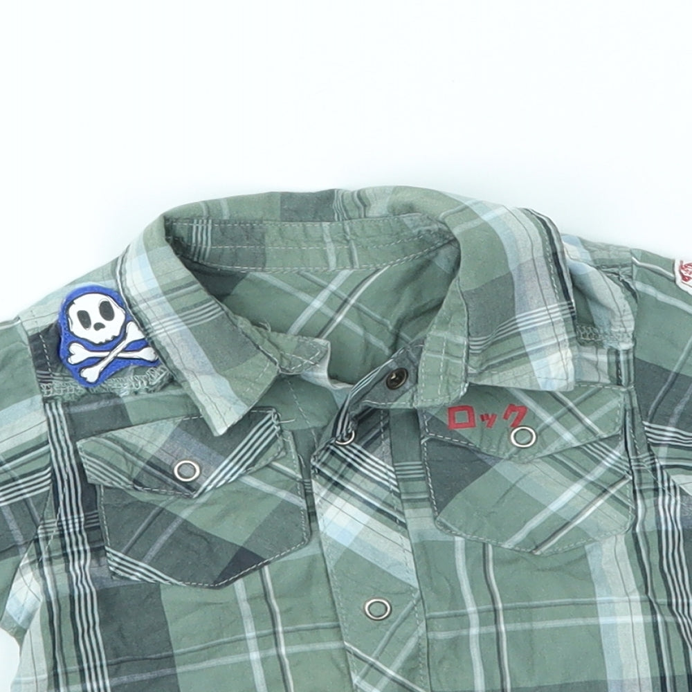M&S Baby Green Plaid   Button-Up Size 9-12 Months