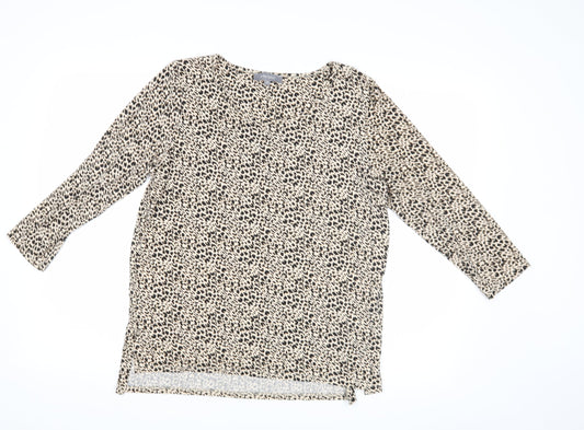 Principles Womens Beige Animal Print  Basic Blouse Size 14